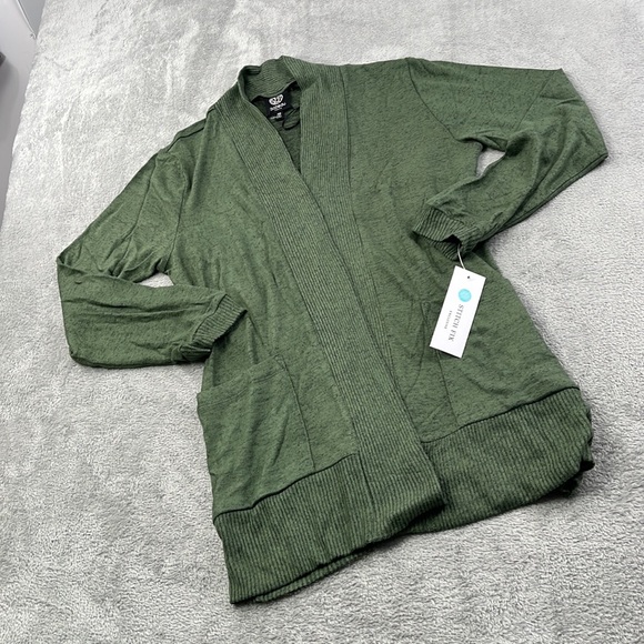 NEW Bobeau XS, S,‎ M Petite Green Long Sleeve Open Cardigan Sweater - Picture 1 of 16